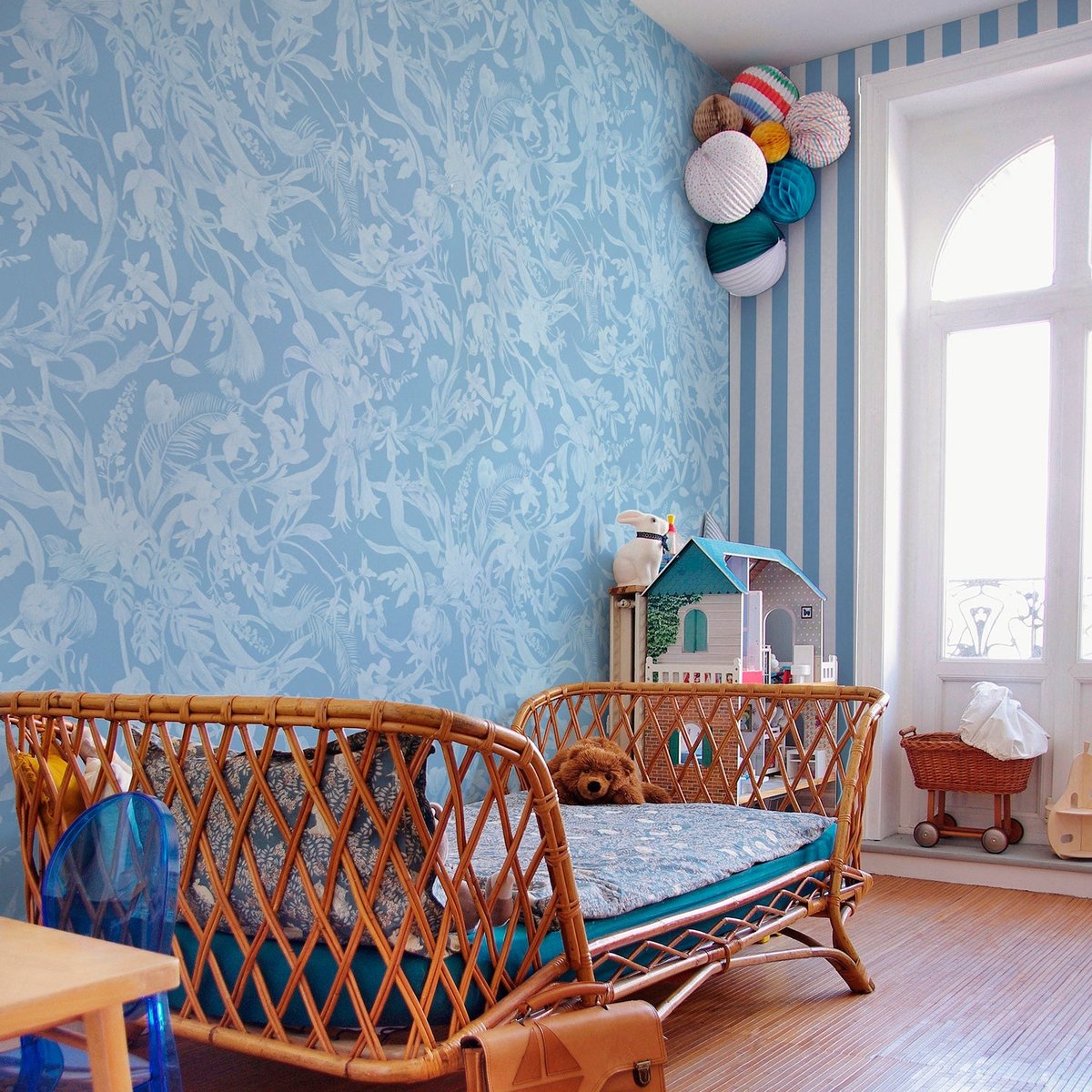 Papier peint à rayures Harmonie - intissé mat 150g, 192 x 280 cm bleu, LE PAPIERS DE NINON