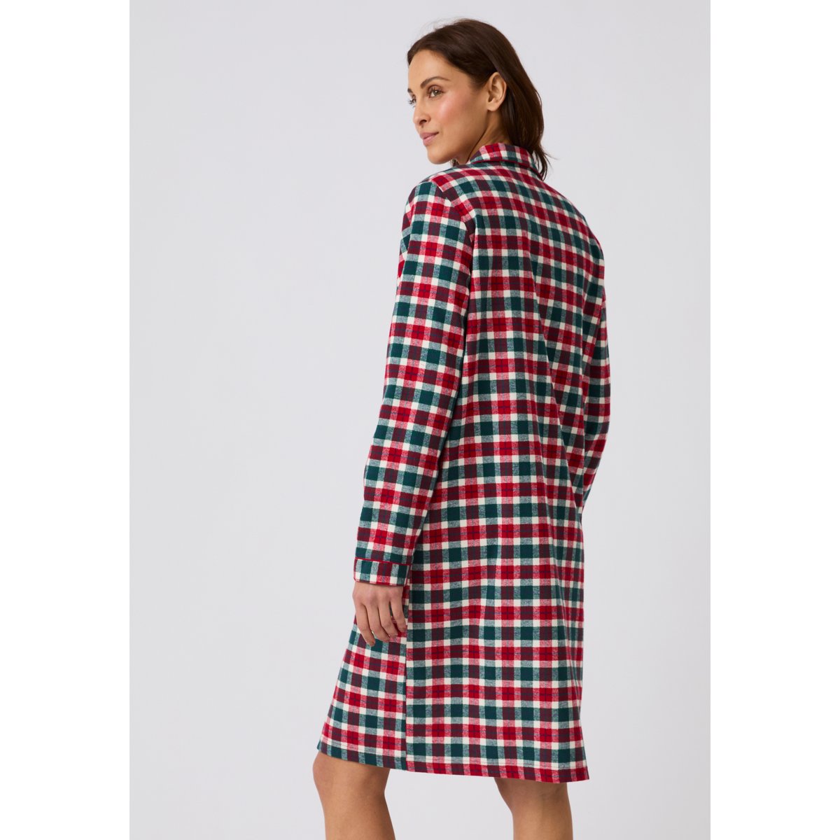 Liquette en flanelle pur coton multicolore rouge carreaux, DAMART