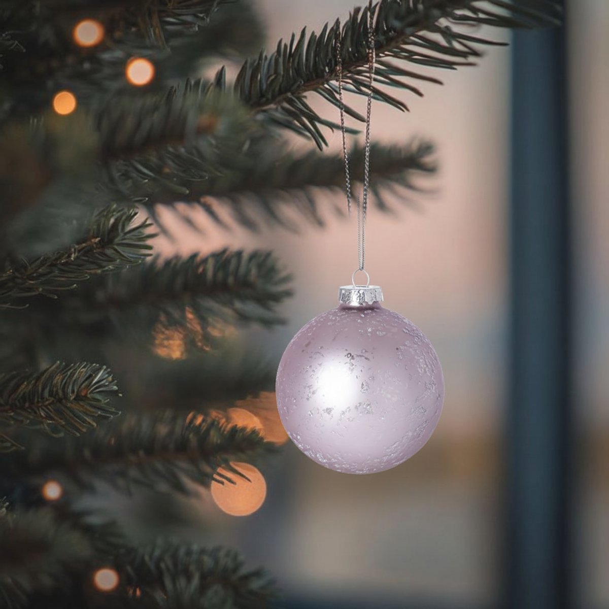 Boule de noël pailletée et mat en verre D10 violet, SIA DECO