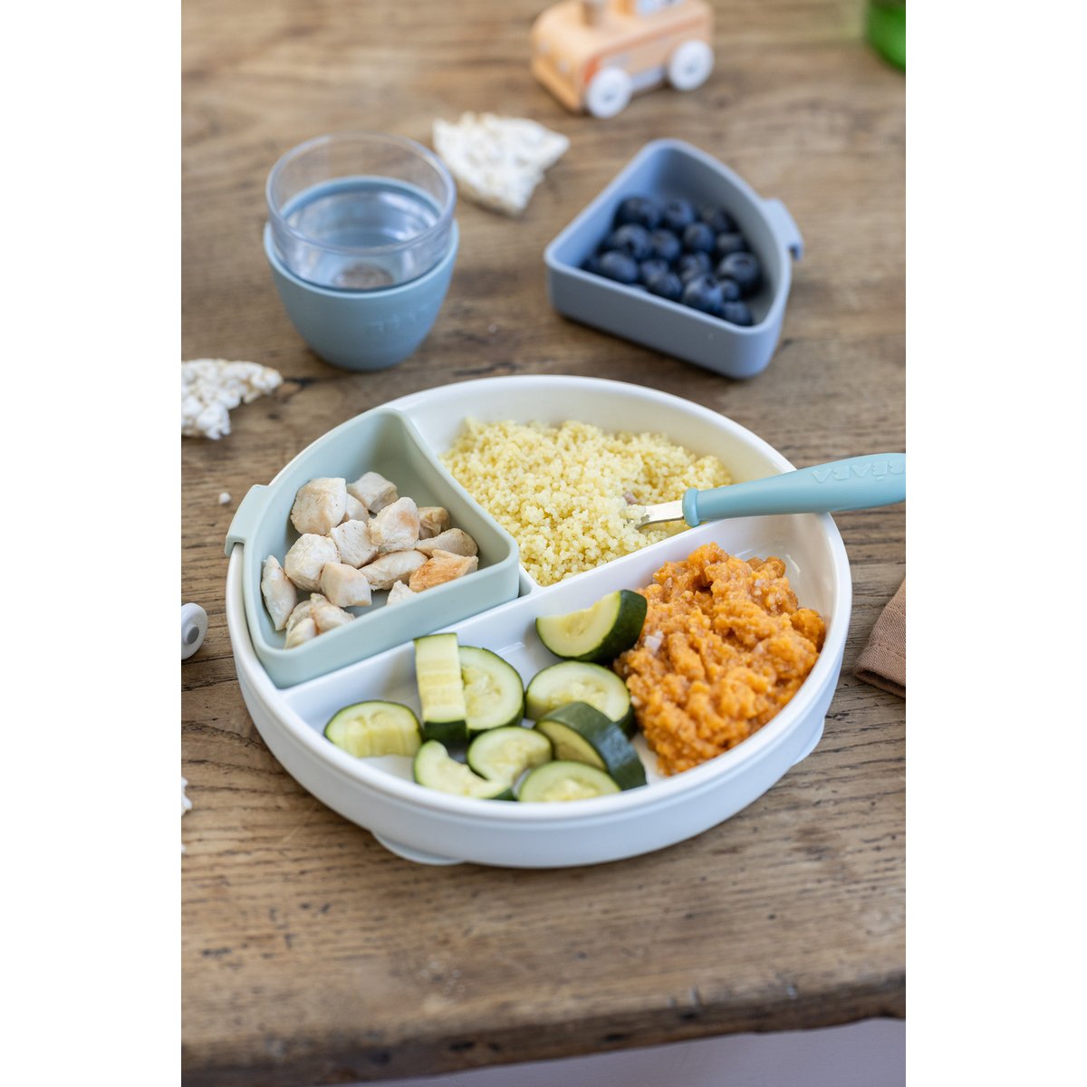 Assiette bébé compartimentée en porcelaine MIX & MATCH galet, BEABA