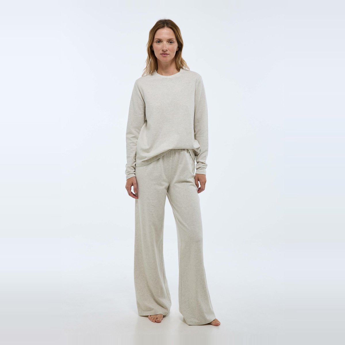 Pantalon uni en coton et modal anthracite, MONOPRIX