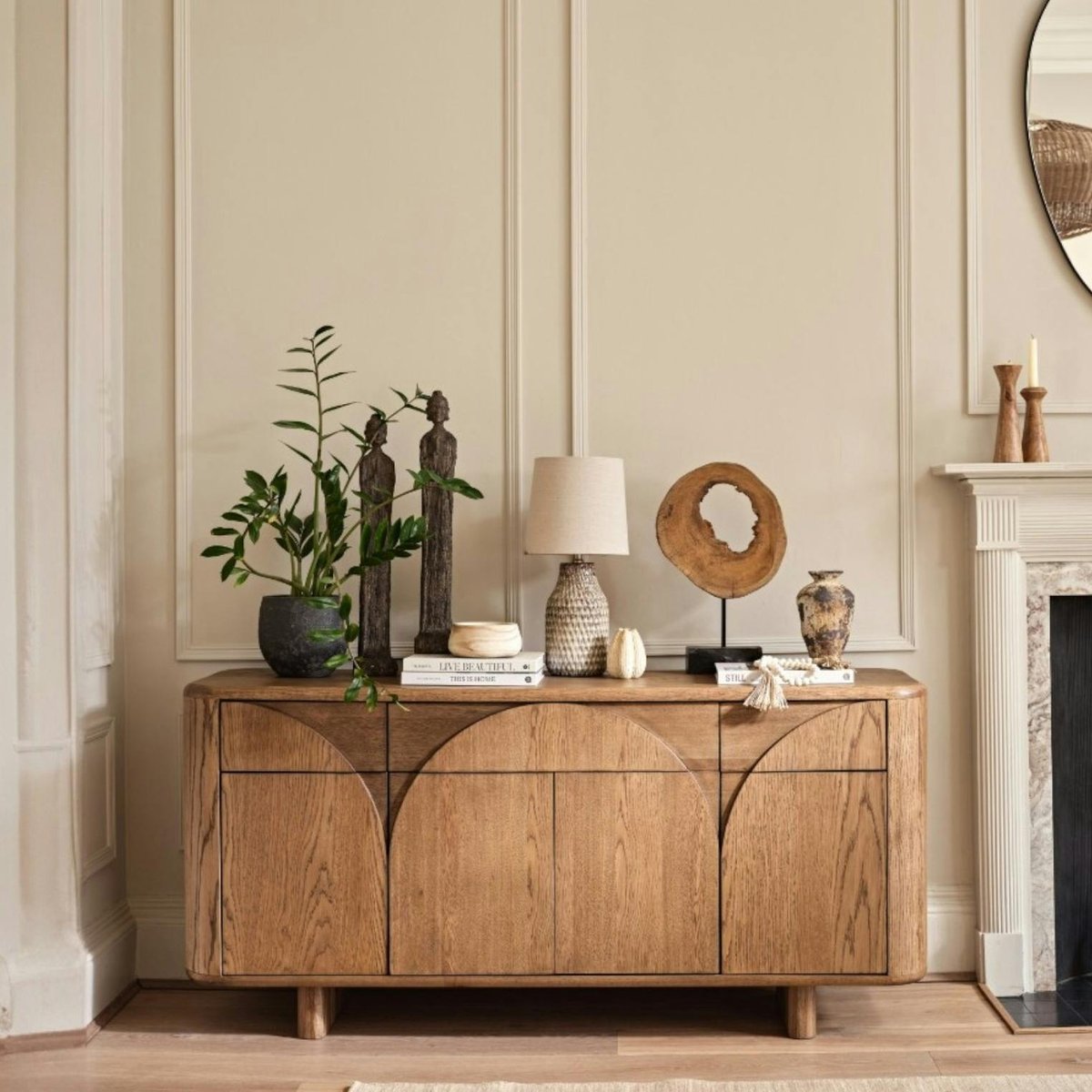 Buffet contemporain en chêne KYOTO bois naturel, PIER IMPORT