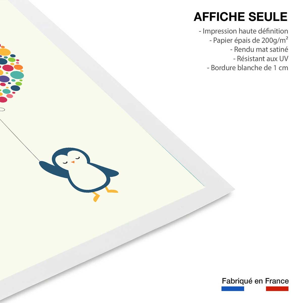 Affiche  pingouin ballon affiche seule, HEXOA