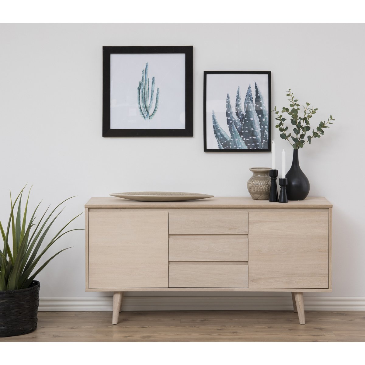 Bahut style scandinave plaqué chêne 2 portes et 3 tiroirs L150 - NOGANA bois clair, HELLIN, DEPUIS 1862
