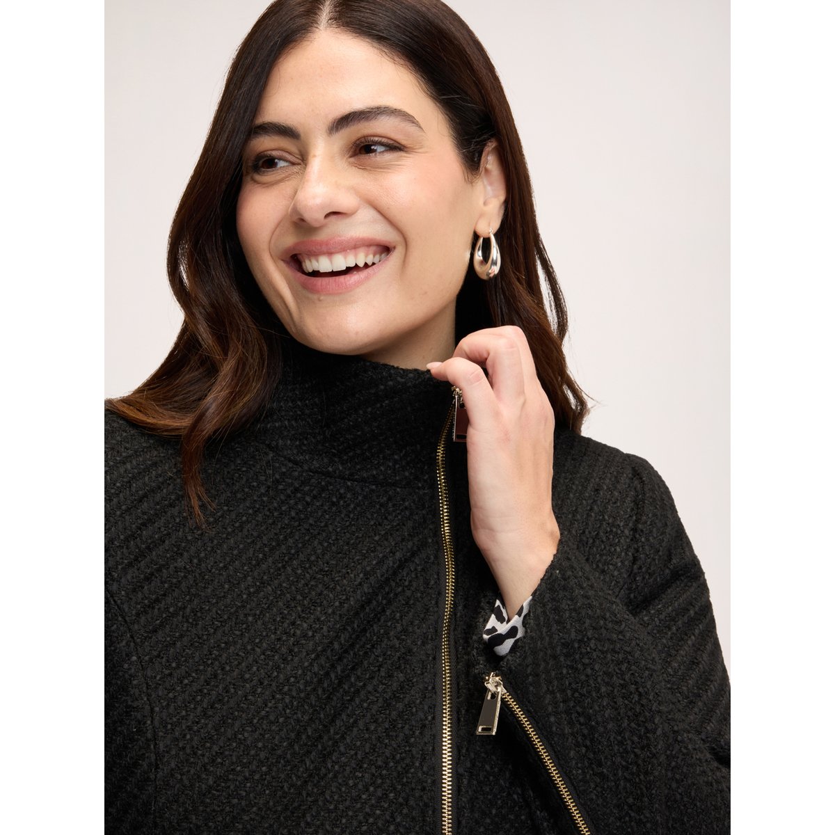 Manteau avec fermeture éclair noir, FIORELLA RUBINO