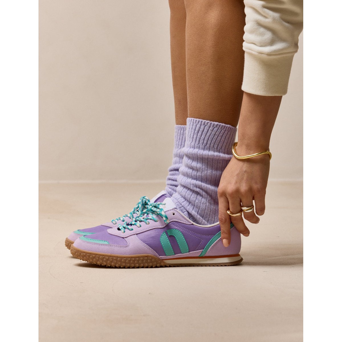 Baskets basses LAYRAS lilas turquoise orange, ODAJE