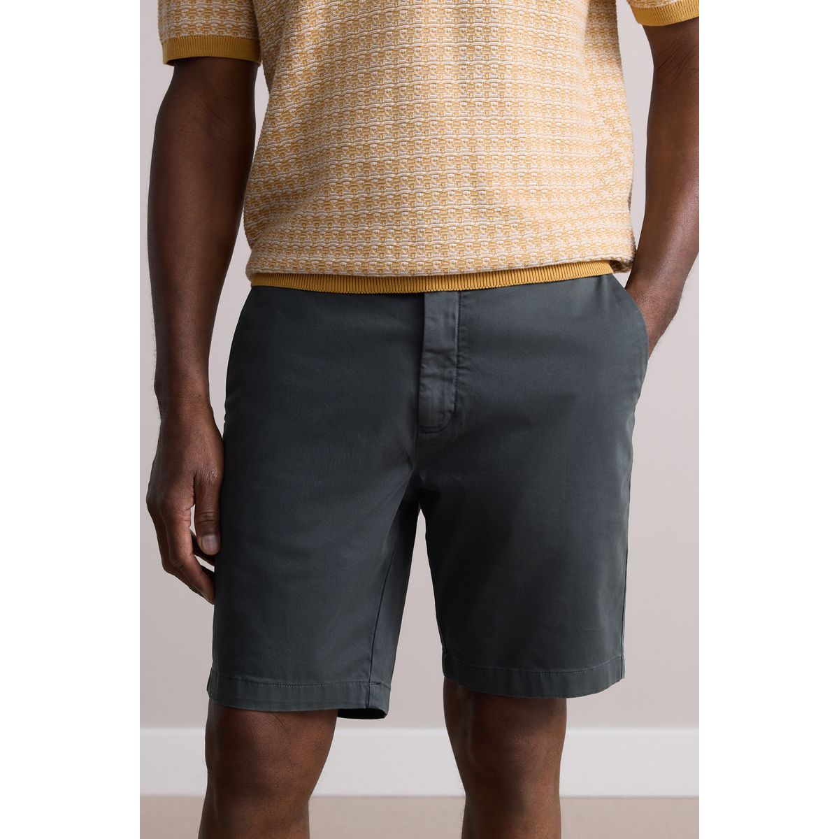 Short chino en satin premium vintage bleu, NEXT