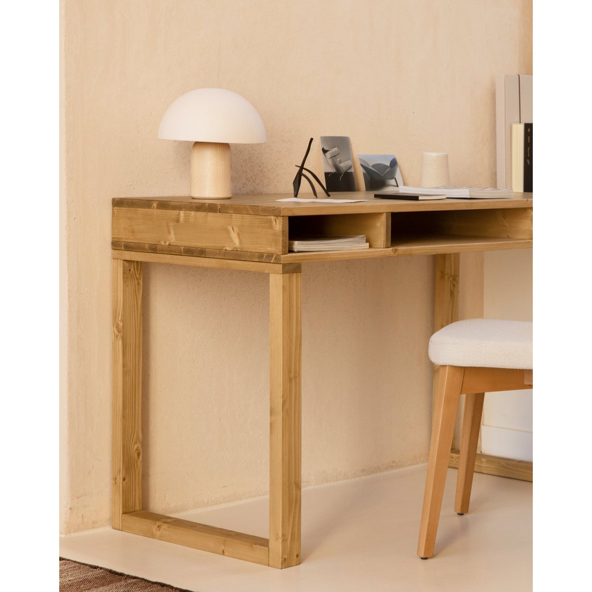 Bureau en sapin massif marron clair - NORA olivier, HANNUN