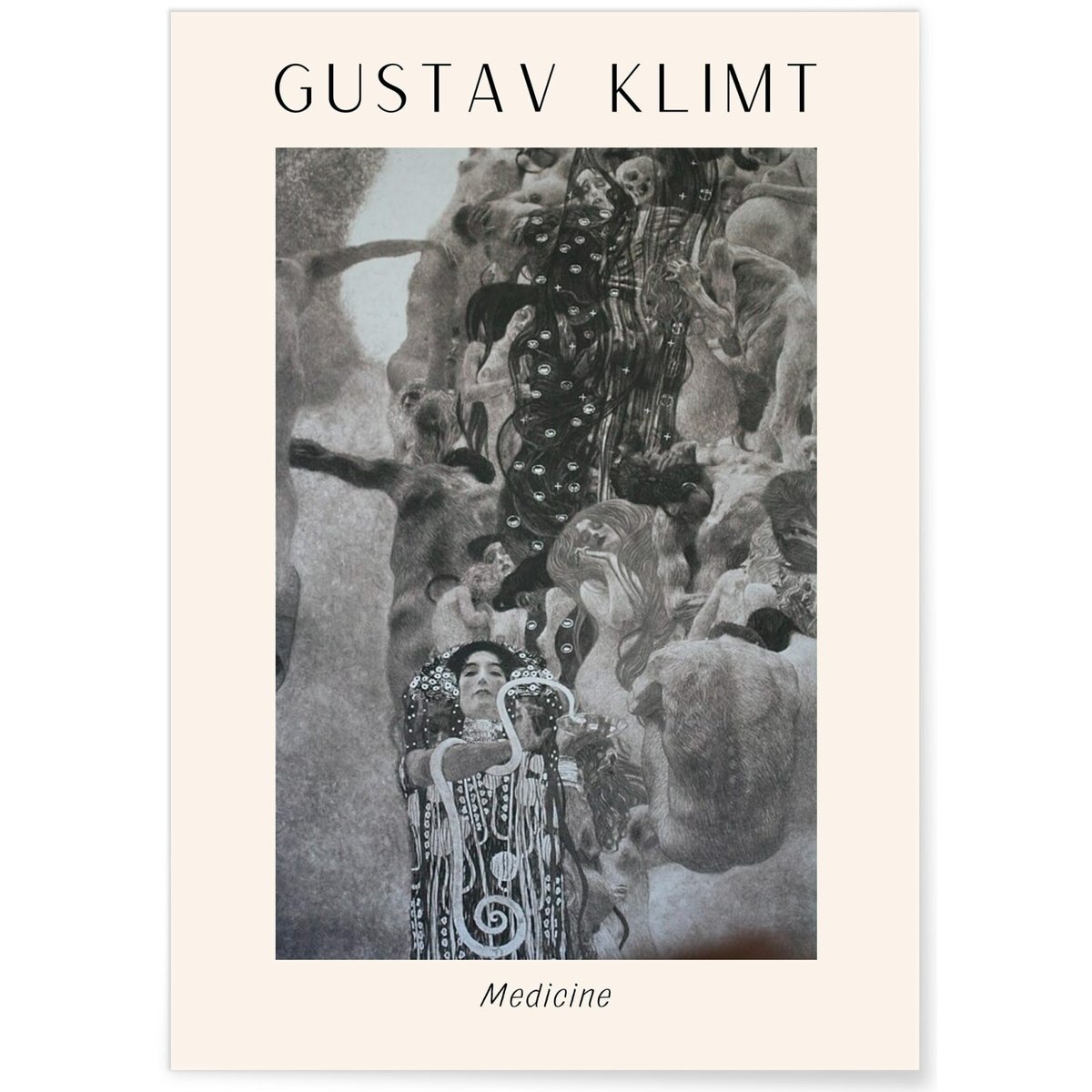 Affiche Gustav Klimt « Medicine » blanc, L'AFFICHERIE