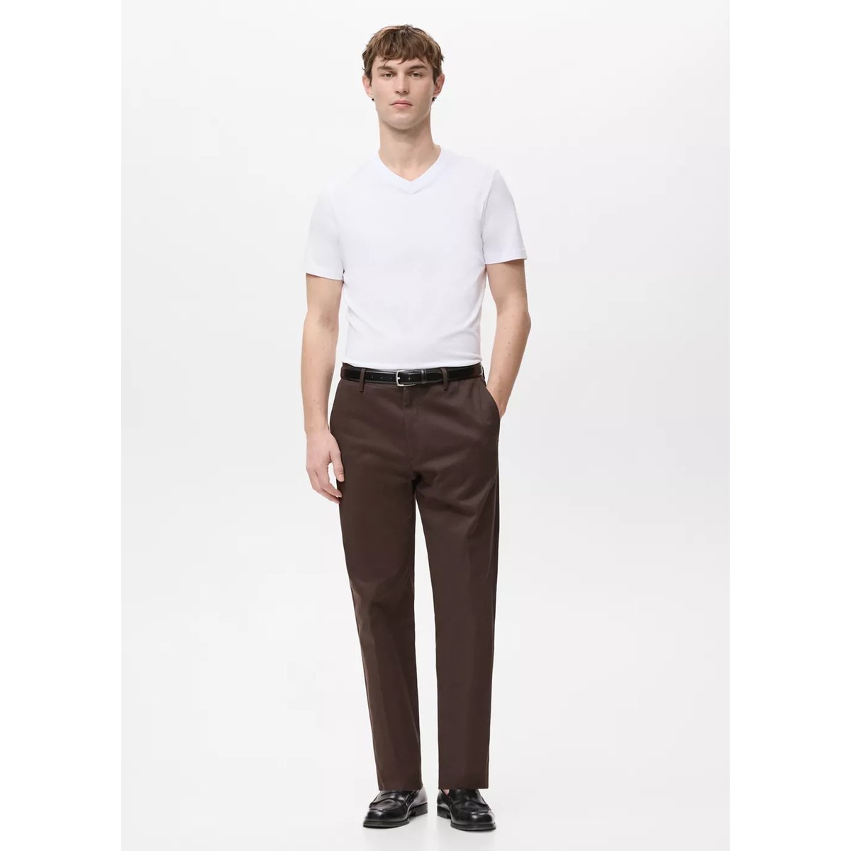 T-shirt slim fit 180 g/m² blanc, MANGO MAN