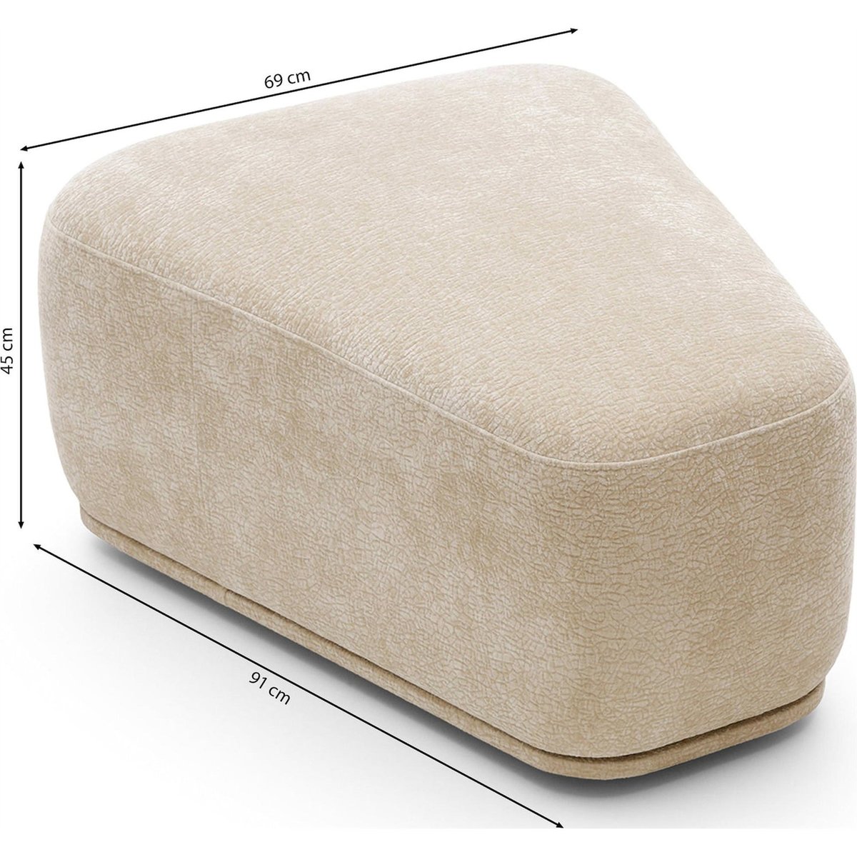 Pouf modulable triangulaire chenille BOMMO crème, RECOLLECTION
