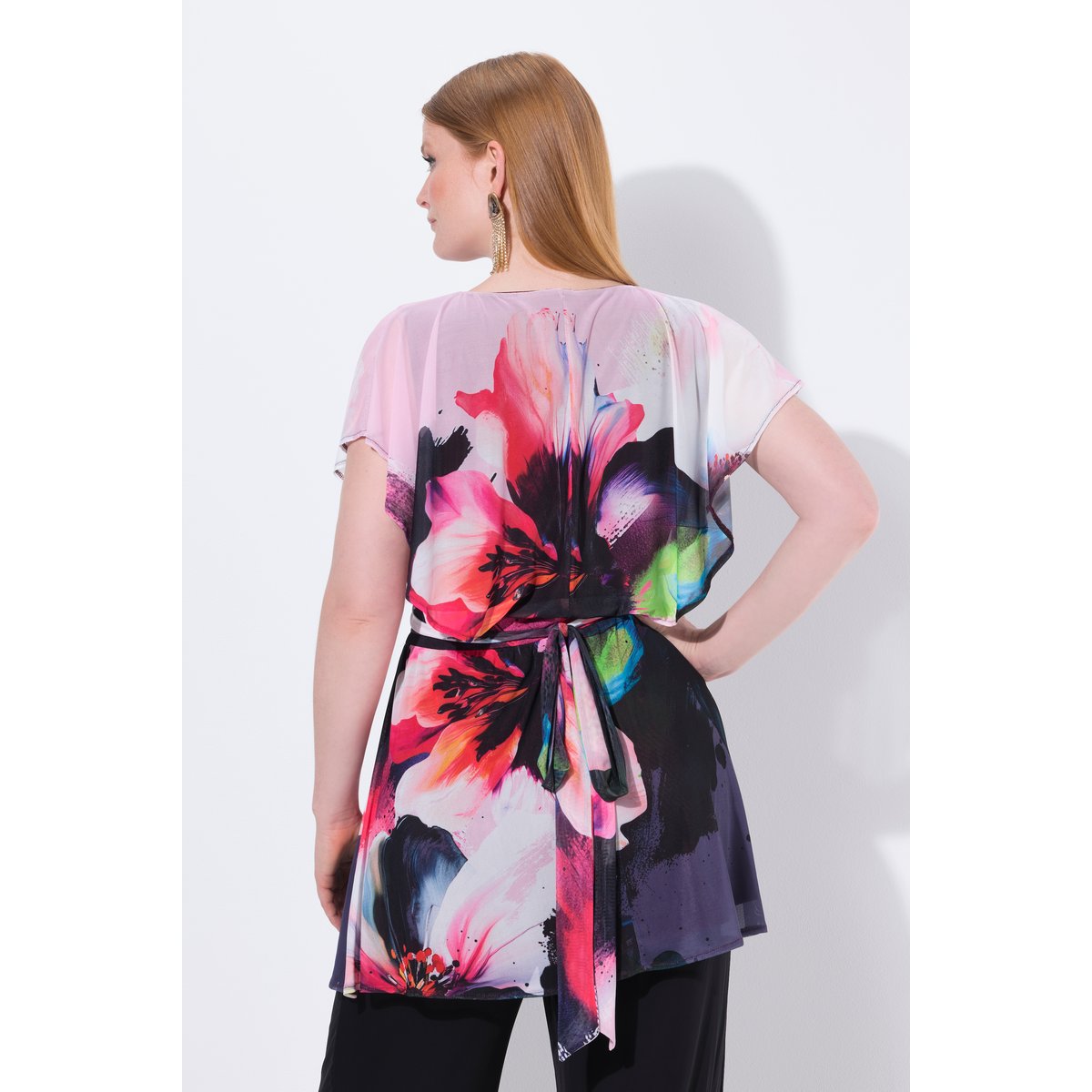 Tunique avec voile en mousseline aubergine, ULLA POPKEN