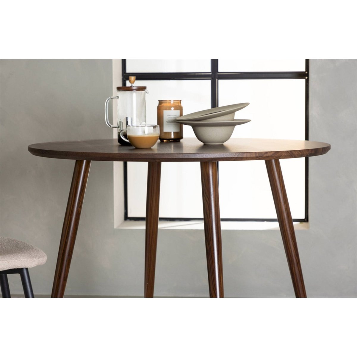 Table ronde bois collection SANFORD moka, RECOLLECTION