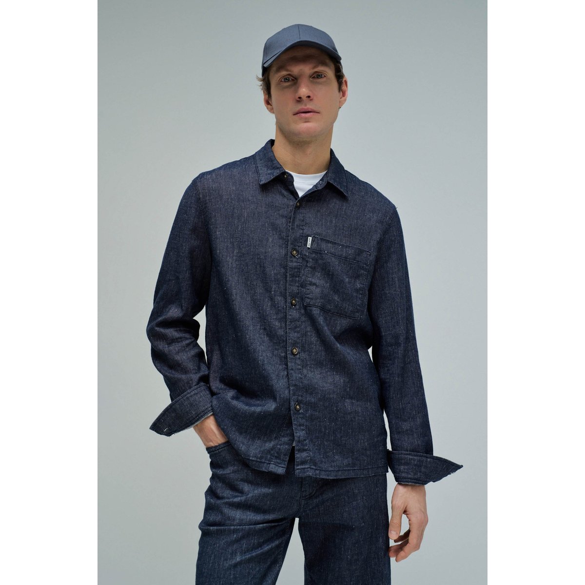CHEMISE EN LIN bleu foncé, SALSA JEANS