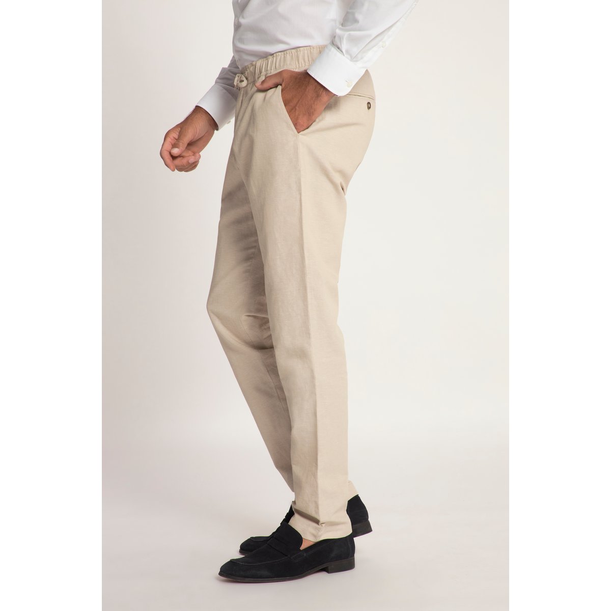 Pantalon Kos en lin mélangé gris de sable, JP1880