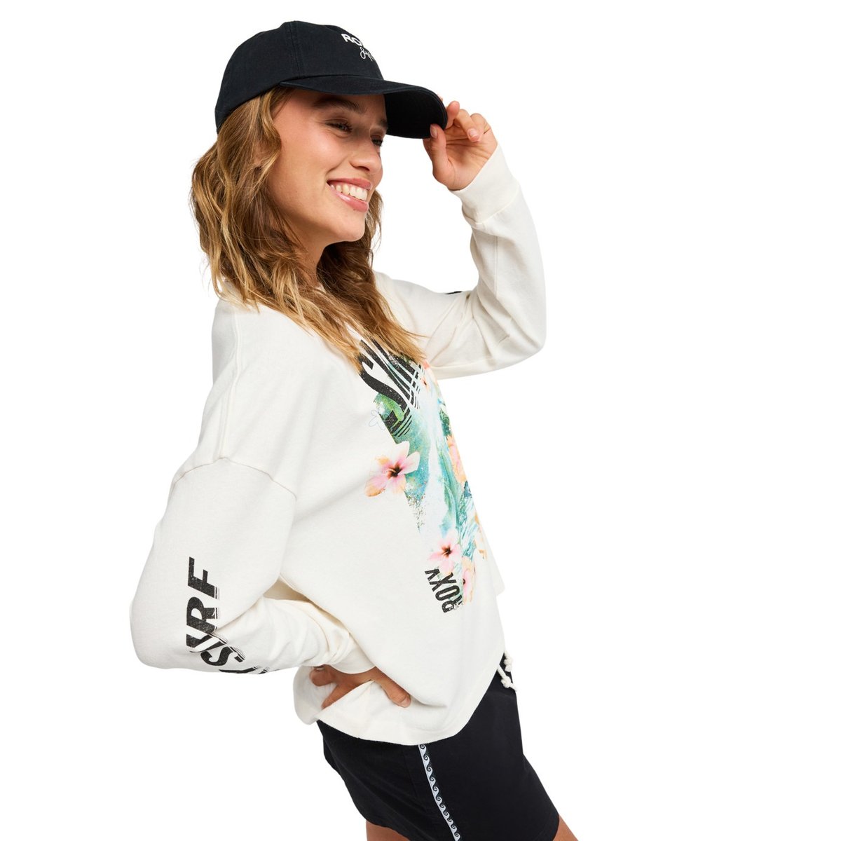 T-shirt oversize à manches longues SEA IS BEAUTIFUL. blanc coconut milk, ROXY