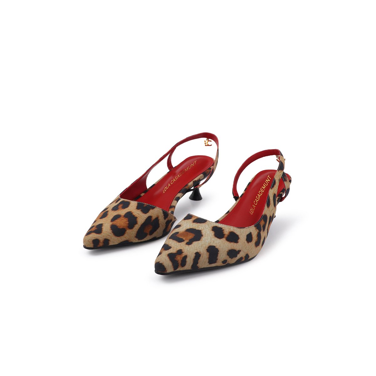 Ballerines slingback à kitten heel imprimé léopard léopard, LOLA CASADEMUNT