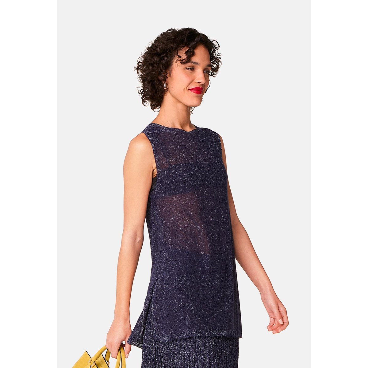 Top en maille fil textile bleu marine, RODIER