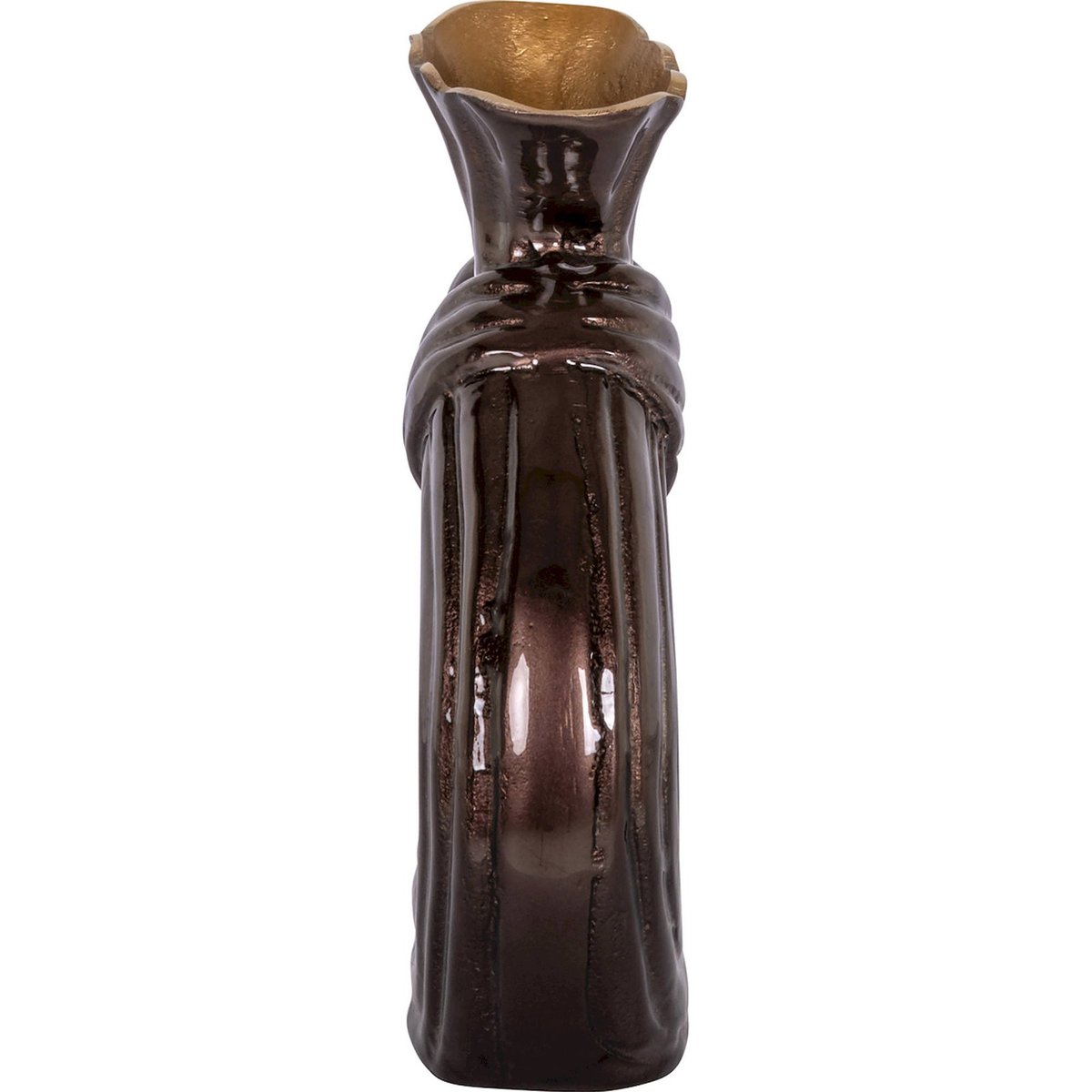 Vase décoratif en aluminium forme anneau marron foncé mat, RECOLLECTION