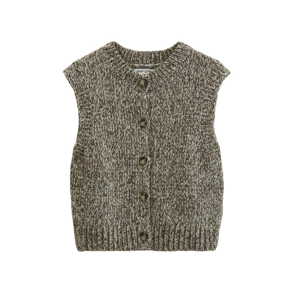 Cardigan sans manches, coupe décontractée en mélange de laine vierge et de laine d'alpaga beige, MARC O’POLO DENIM