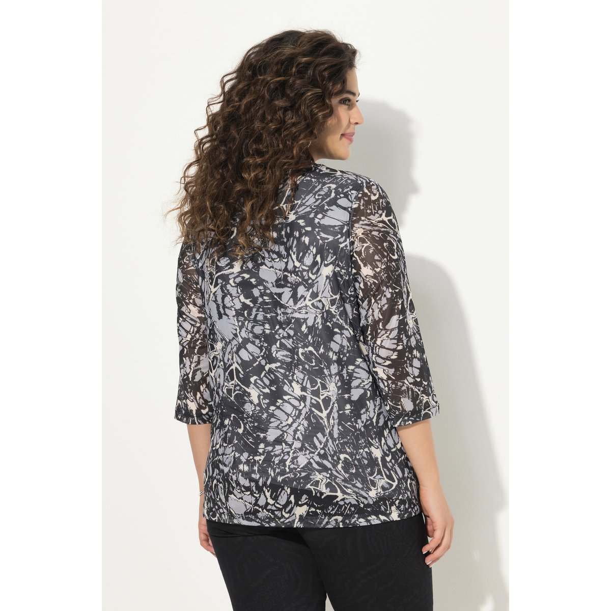 T-shirt en mesh doublé noir, ULLA POPKEN
