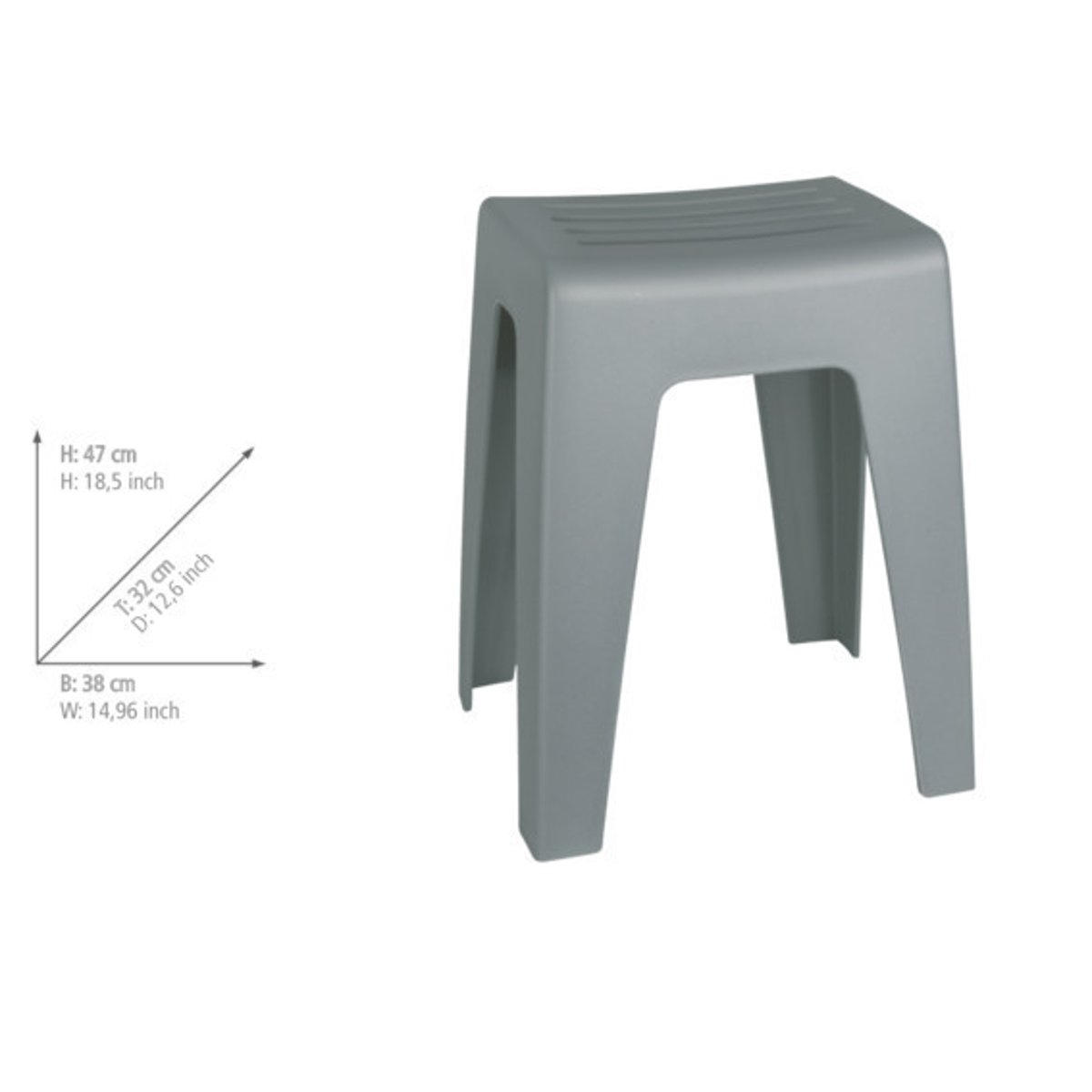 Tabouret de douche KUMBA gris, WENKO