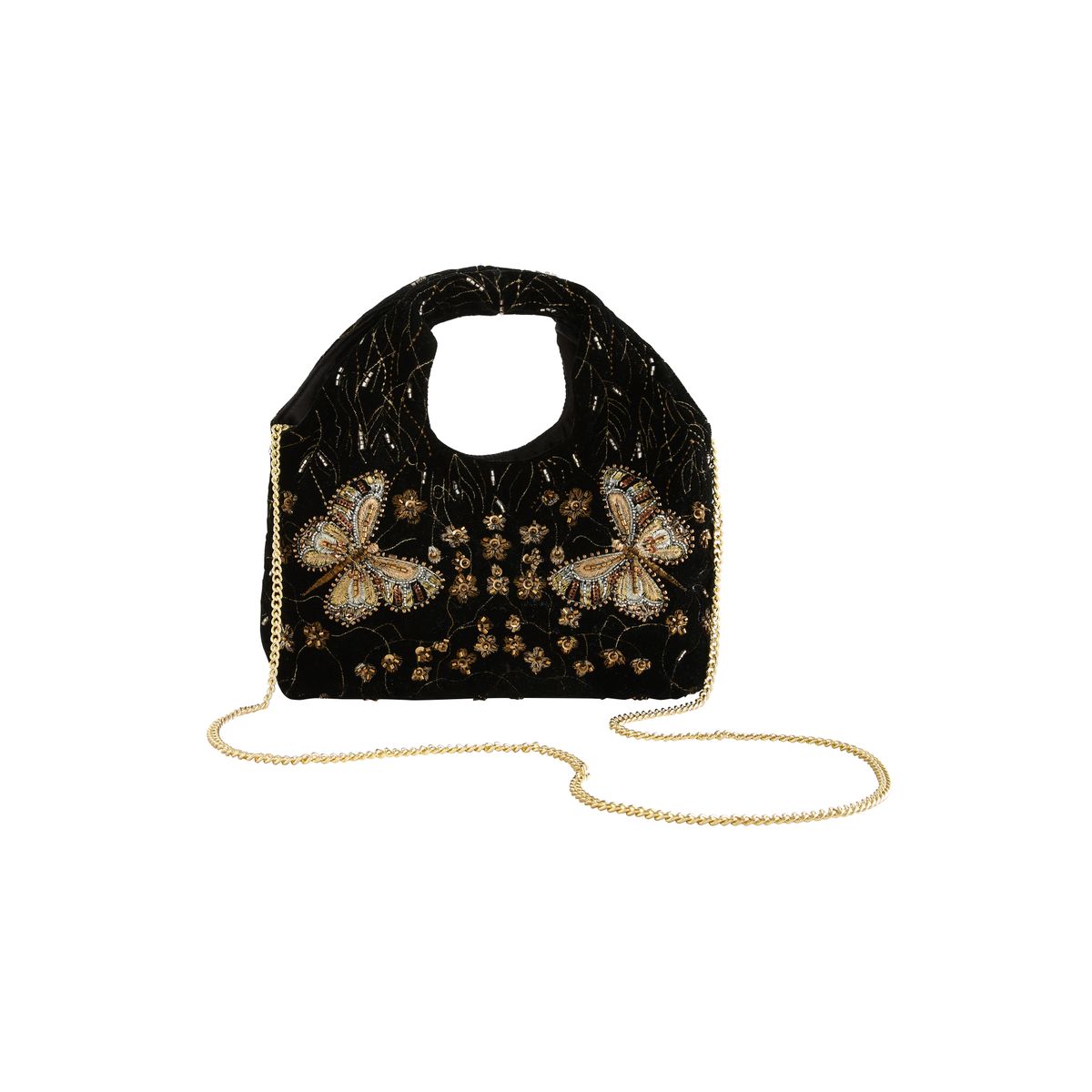 Sac en velours à papillons brodés noir, NEXT
