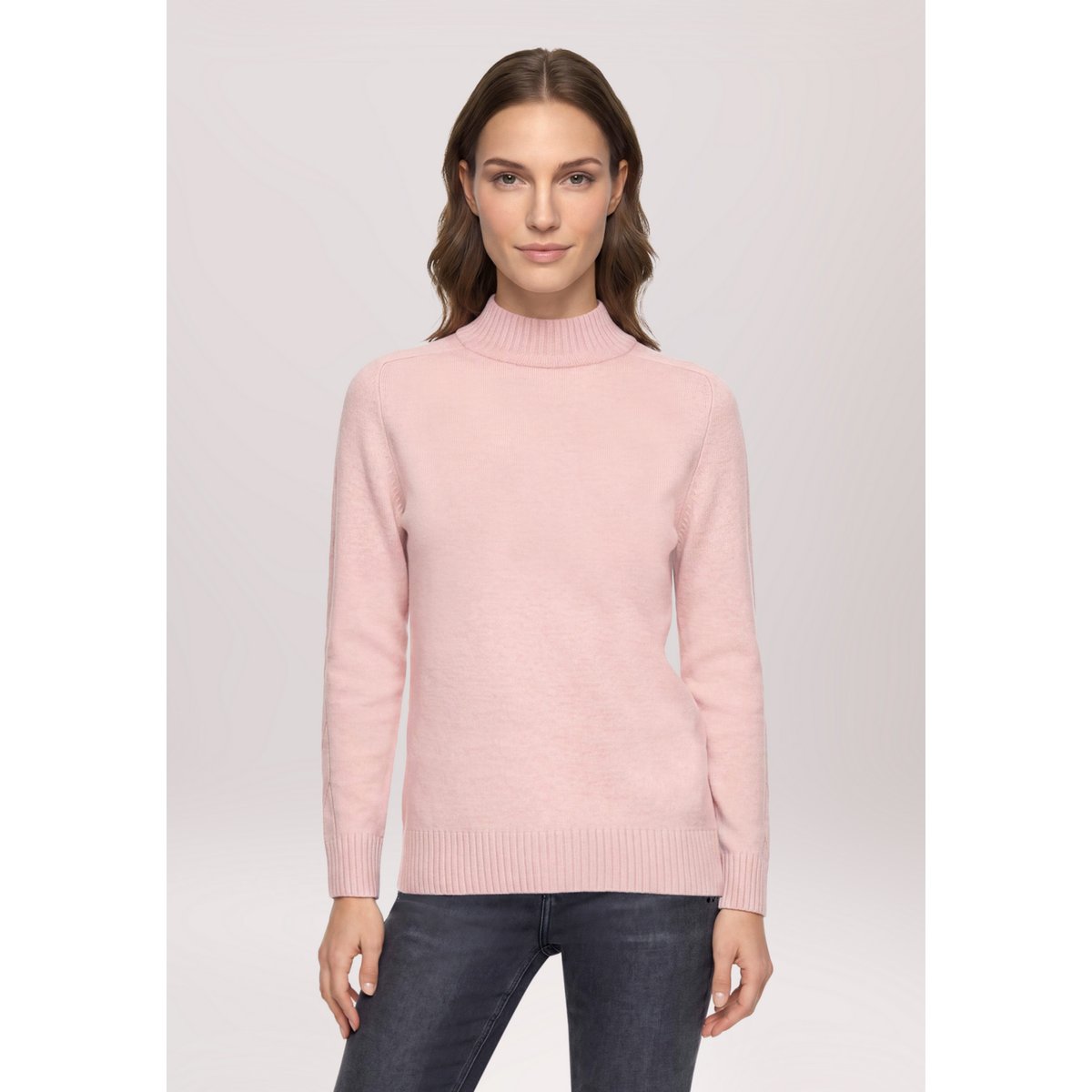 Pull-over en maille à col droit pale mauve melange, BETTY BARCLAY