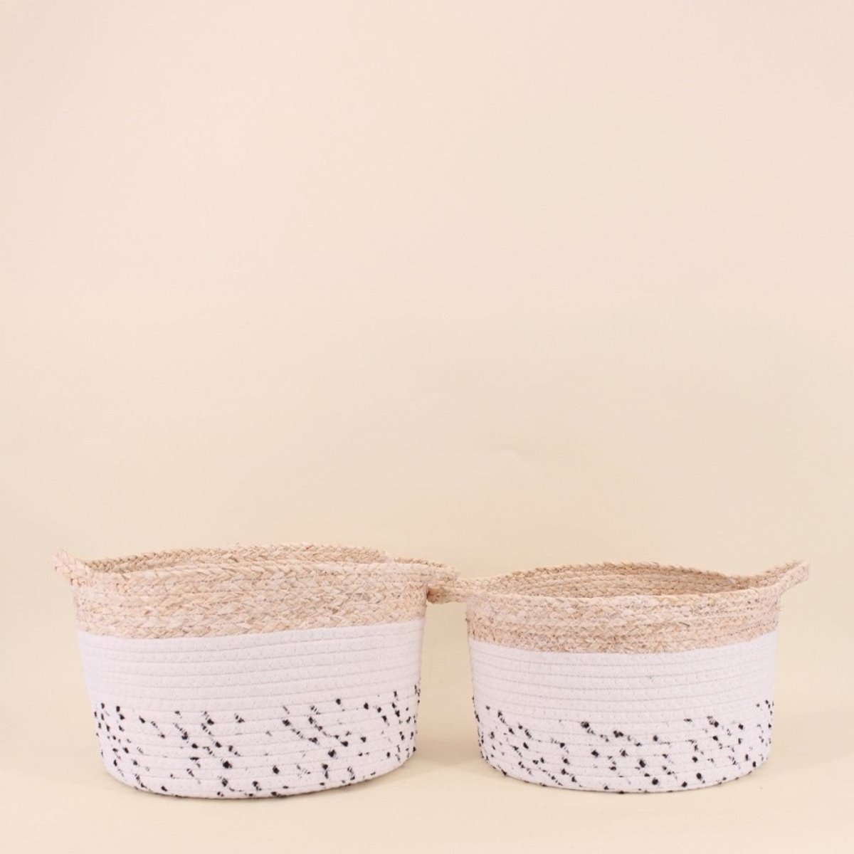 Lot de 2 paniers en corde et fibres naturelle beige, ORNAMI