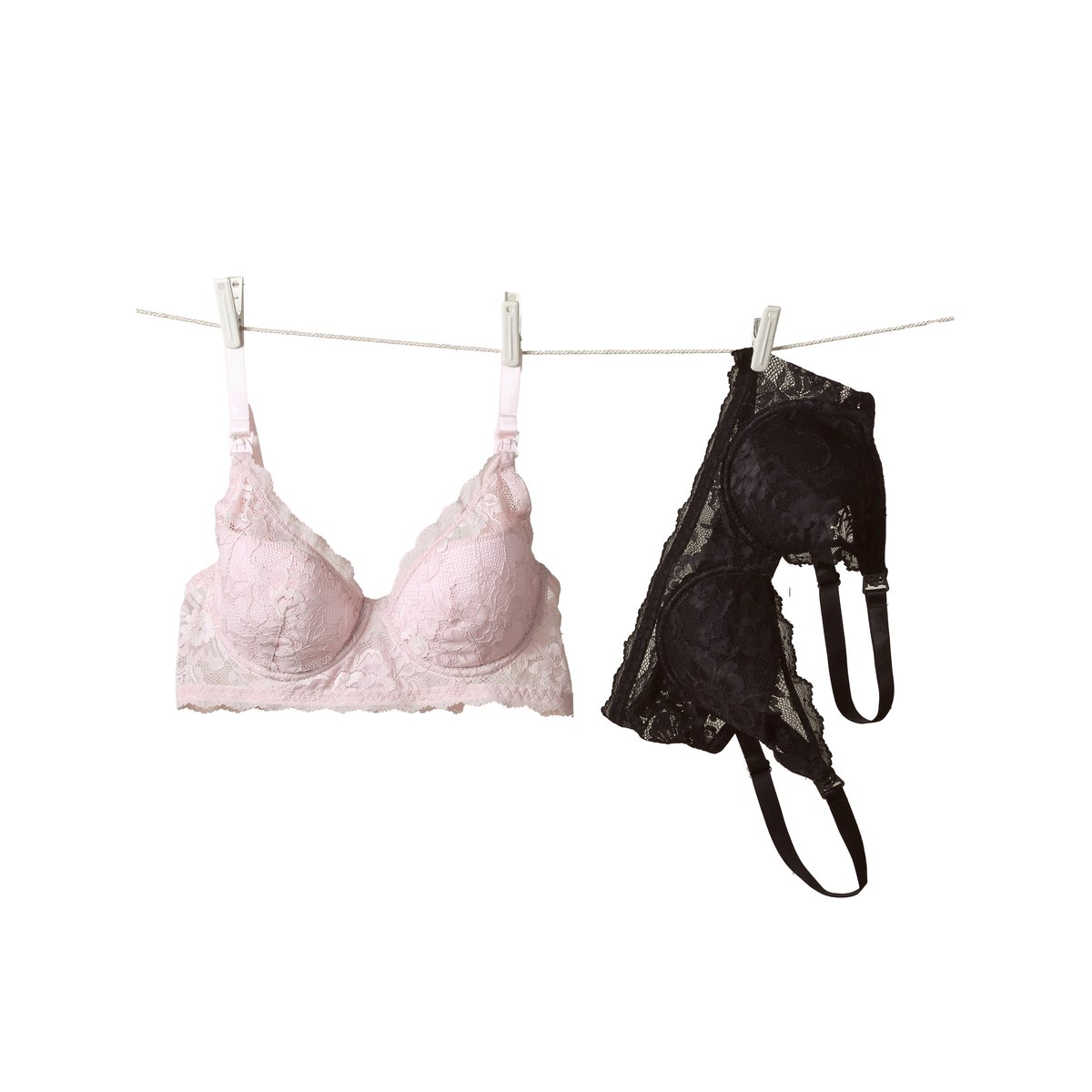 Lot 2 soutien gorge allaitement dentelle rose pâle, VERTBAUDET
