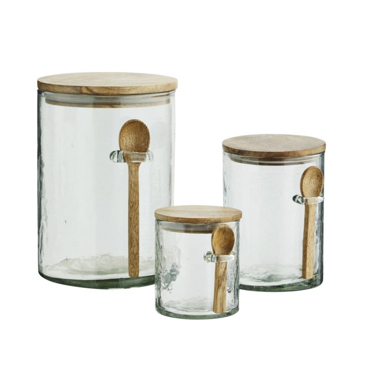 Bocal de rangement verre bois avec cuillère transparent, MADAM STOLTZ