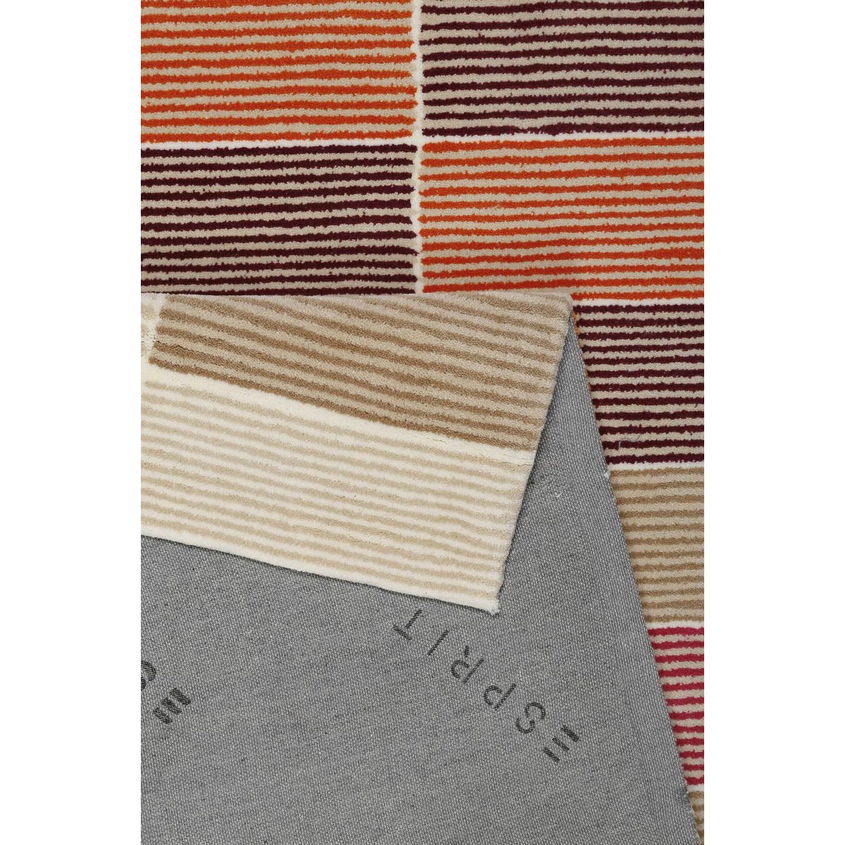 Tapis tufté avec motif rayures et damier ,  FIDA taupe, beige et baie, ESPRIT