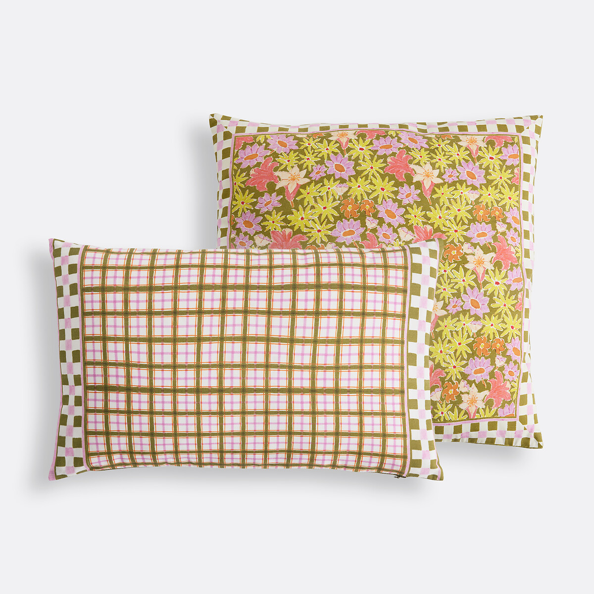 Housse de coussin carrée 45x45 cm, en coton imprimé fleurs, DELILA imprimé fleuri, LA REDOUTE INTERIEURS