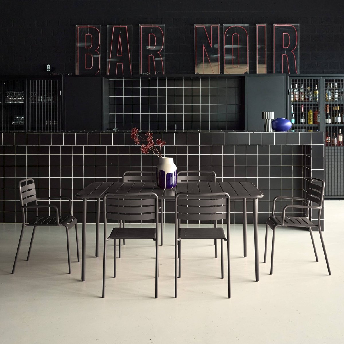 Table de jardin métal + 6 assises AMELIA anthracite, SWEEEK