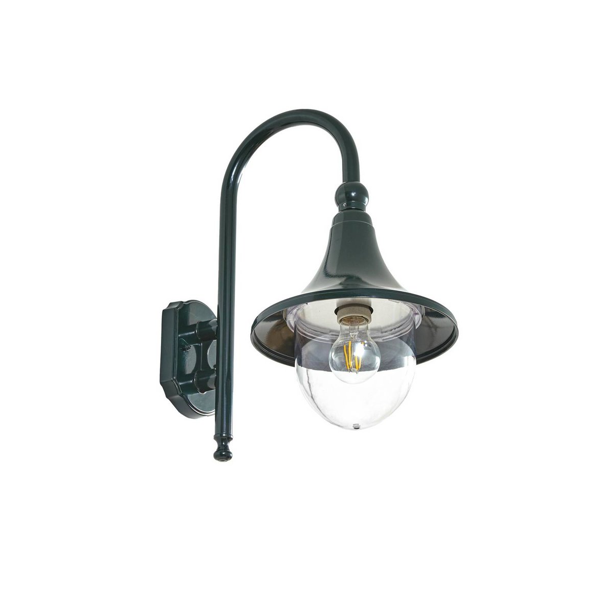 Applique extérieure en aluminium antique vert, transparent, LINDBY