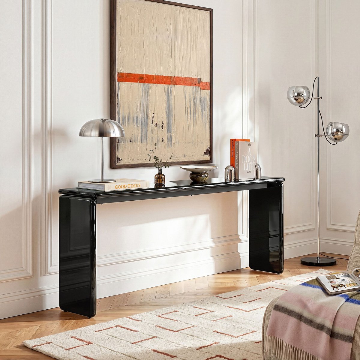 Table console mdf, panneau et dérivés de bois BALMA noir, HABITAT