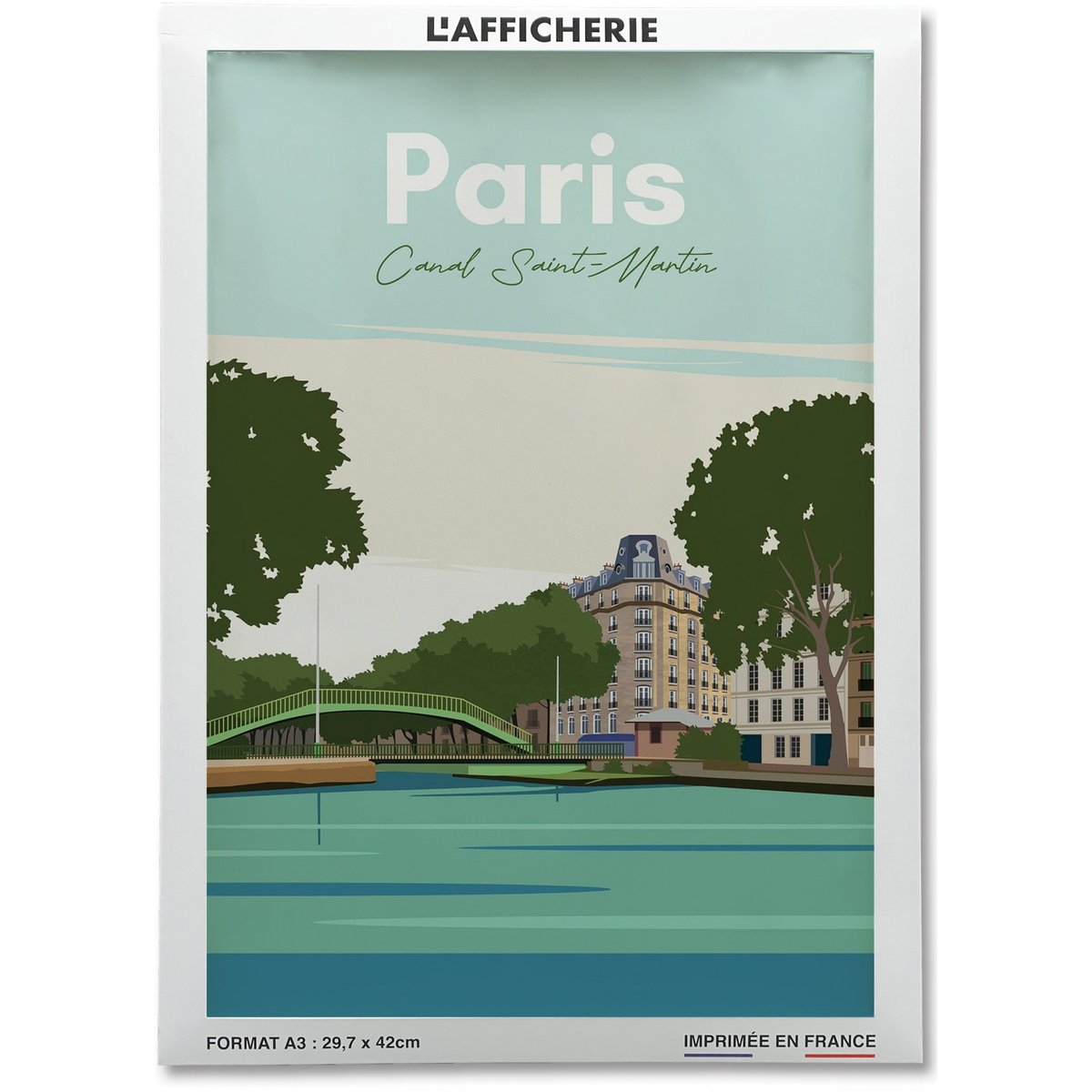 Affiche ville Paris - Canal Saint-Martin blanc, L'AFFICHERIE