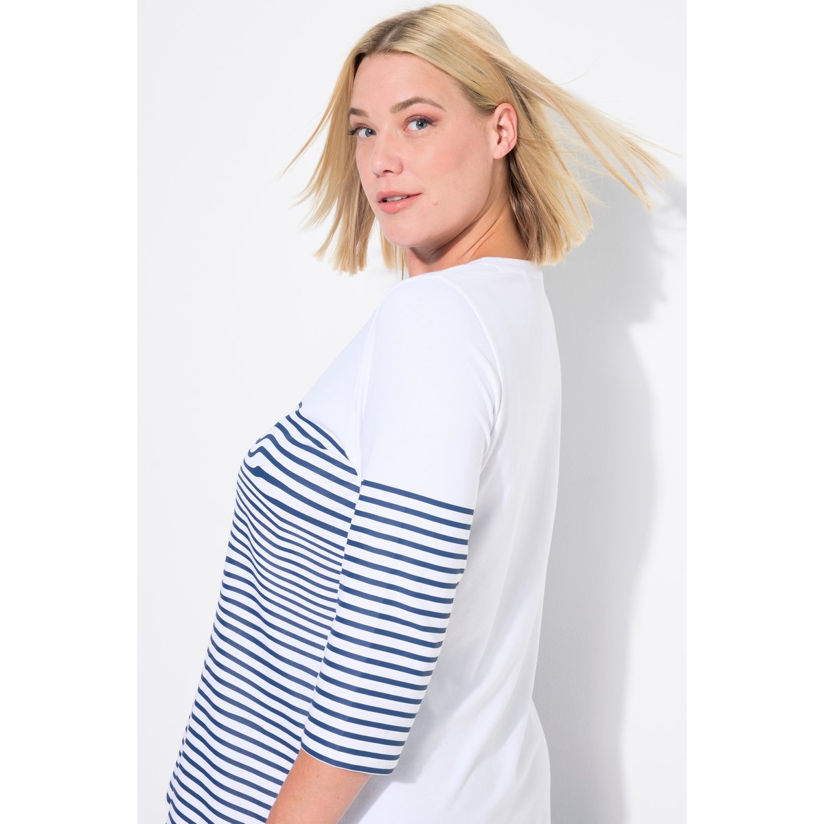 T-shirt à rayures, motif bateau en papier blanc neige, ULLA POPKEN