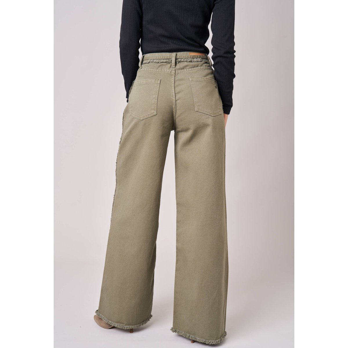 Jean wide leg femme 100% coton PRISTY light khaki, DEELUXE