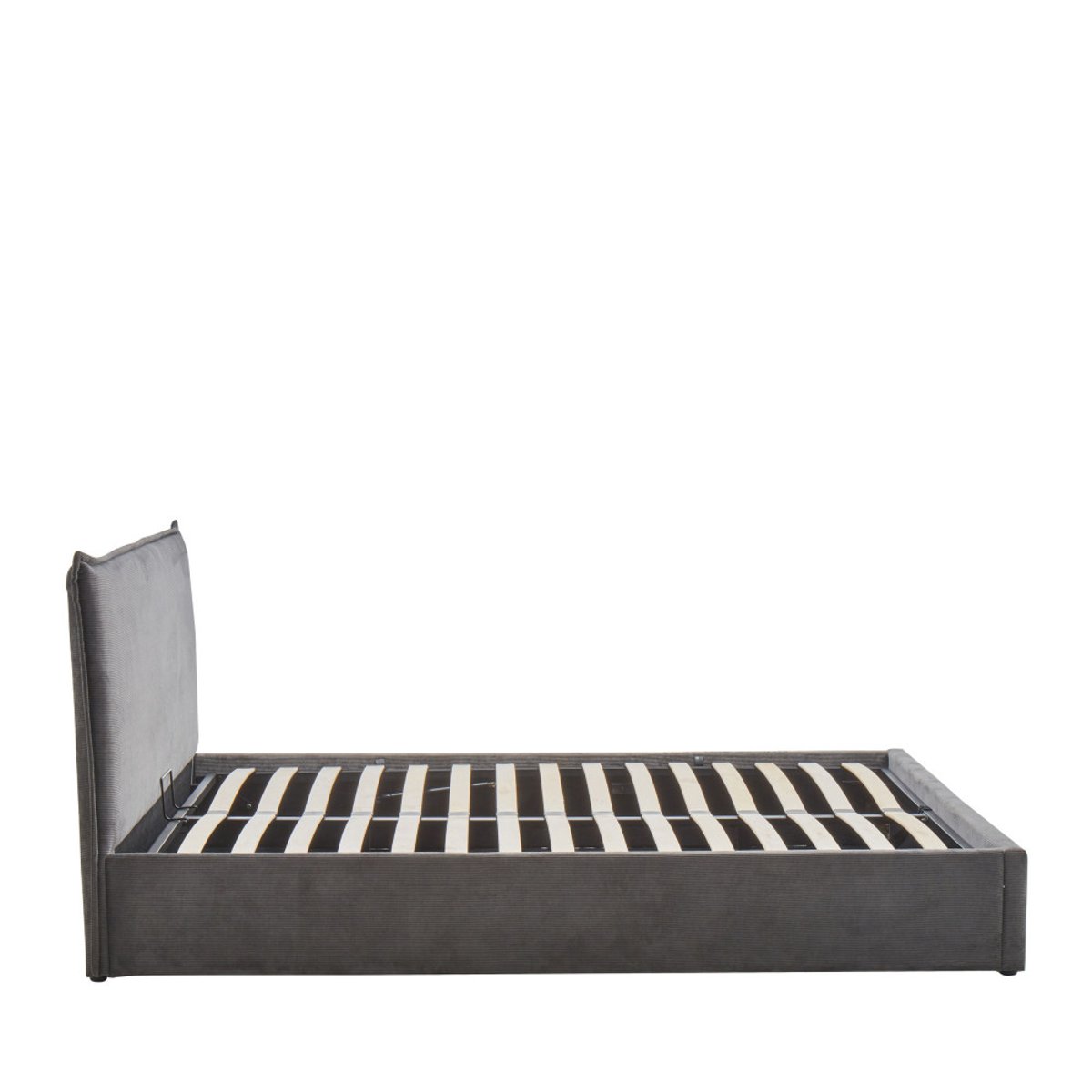 Lit coffre en velours côtelé 160x200cm- CAMA gris, DRAWER