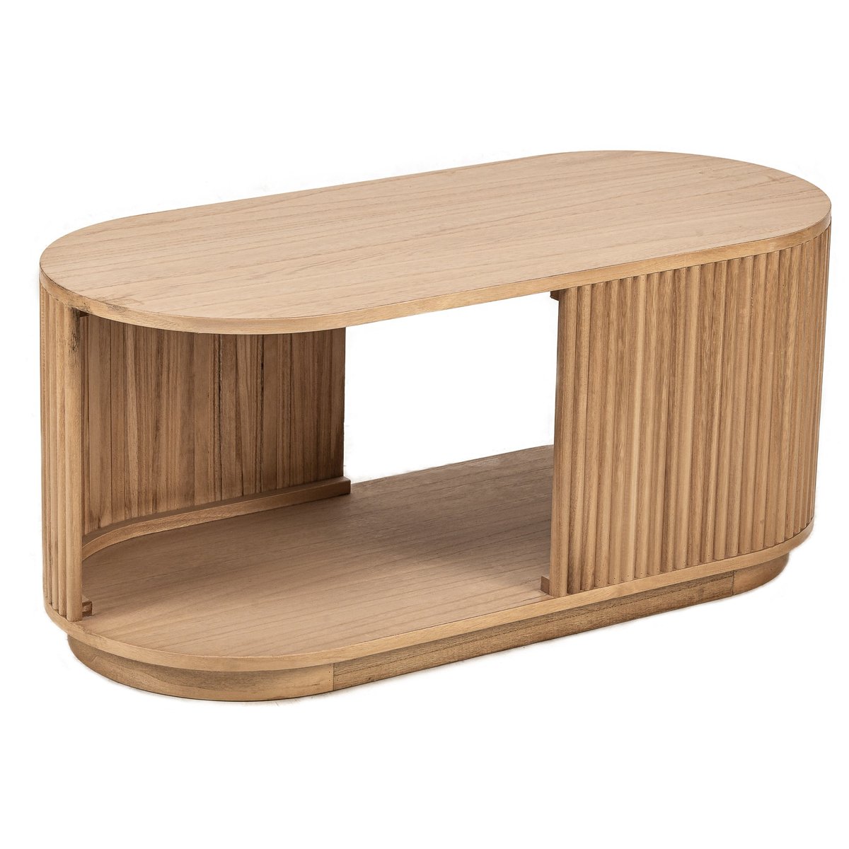 Table basse avec rangement, frêne, VIKNA bois naturel, NORDLYS