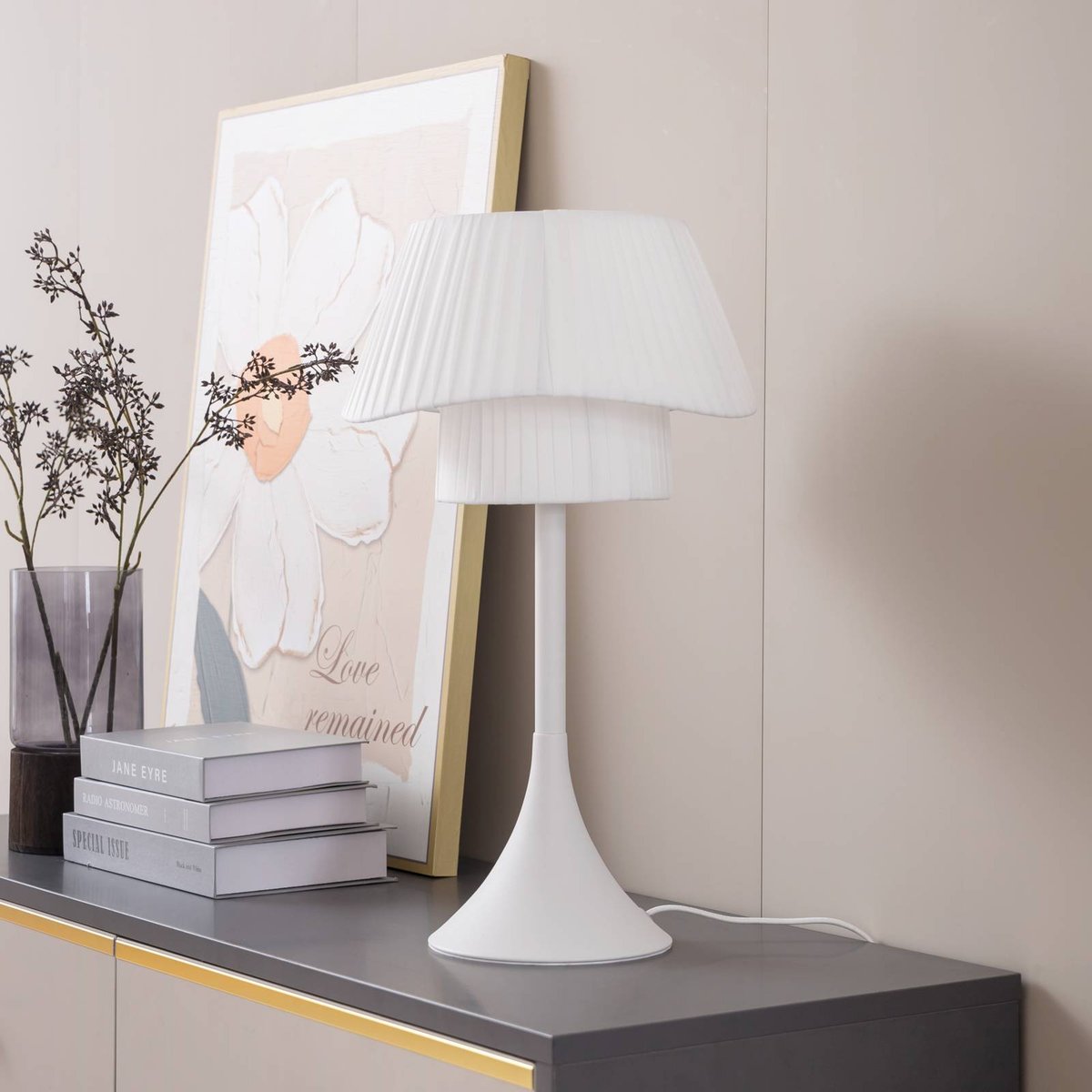 Lampe à poser en métal, Eryndor blanc, LINDBY