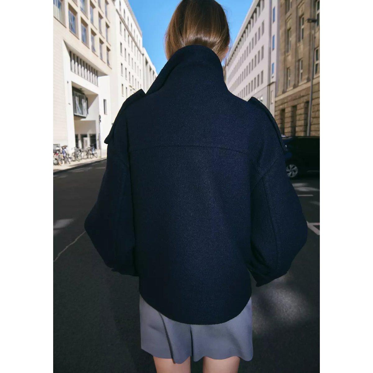 Manteau 100 % laine double boutonnage bleu marine, MANGO