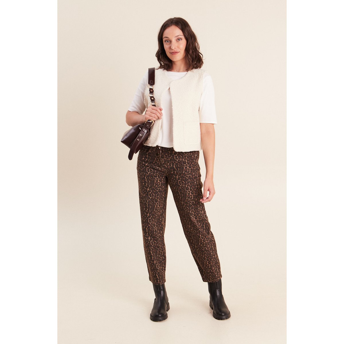 Pantalon magique Le Léger coupe barrel marron cognac, BREAL