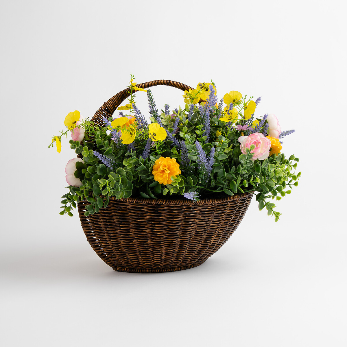 Mixed Florals Outdoor Wall Basket yellow, SO'HOME