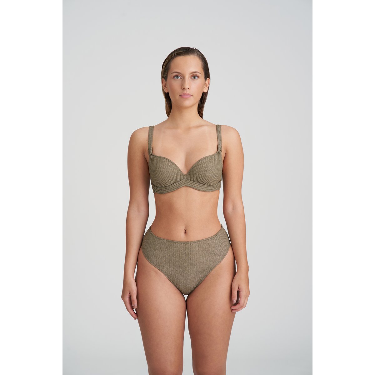 Bikini rembourré déc. plongeant TINJIS vert - golden olive, MARIE JO
