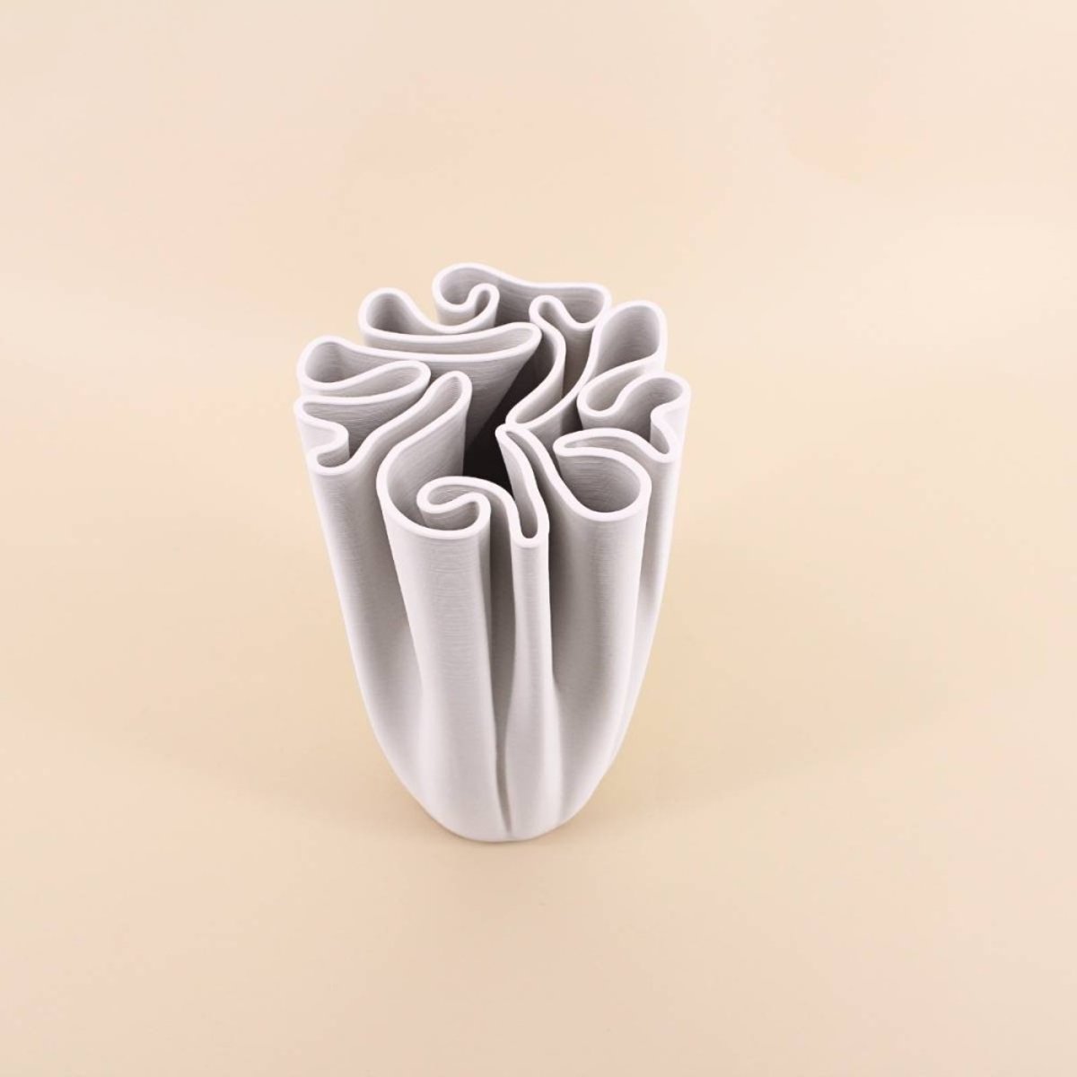 Vase en céramique plissé 3D, H28cm blanc, ORNAMI