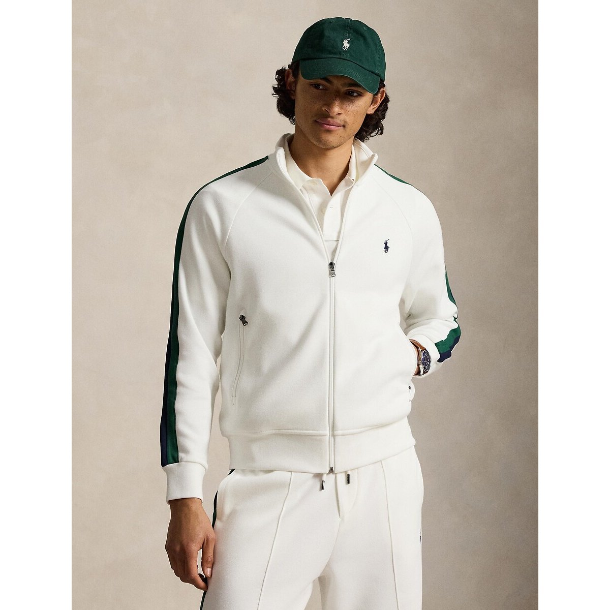 Sweater met opstaande kraag en rits wit, POLO RALPH LAUREN