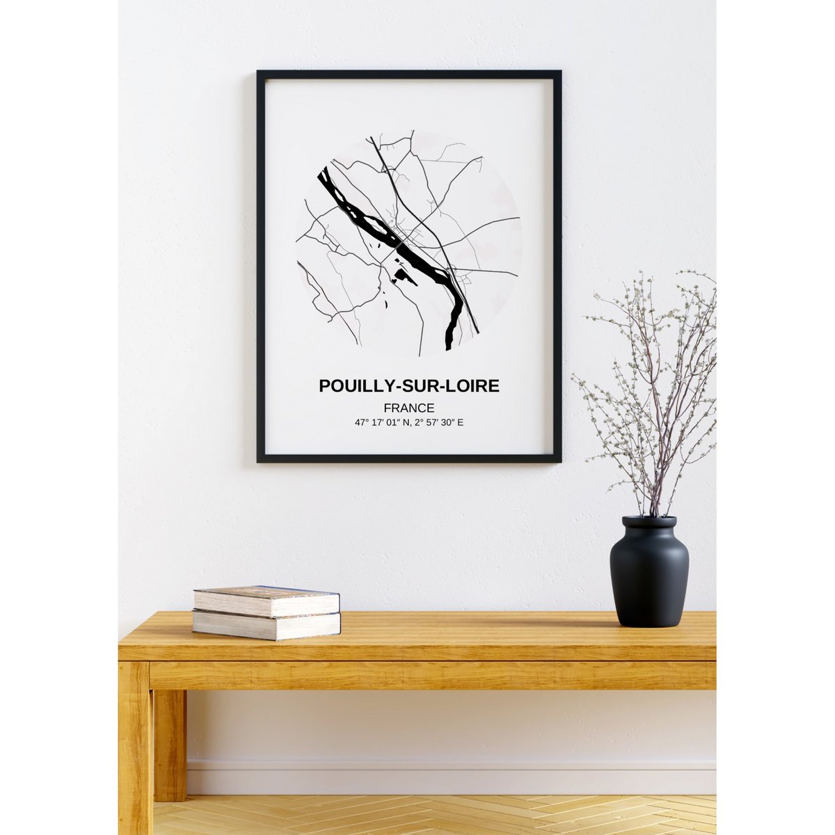 Affiche Carte Pouilly-sur-Loire blanc, L'AFFICHERIE