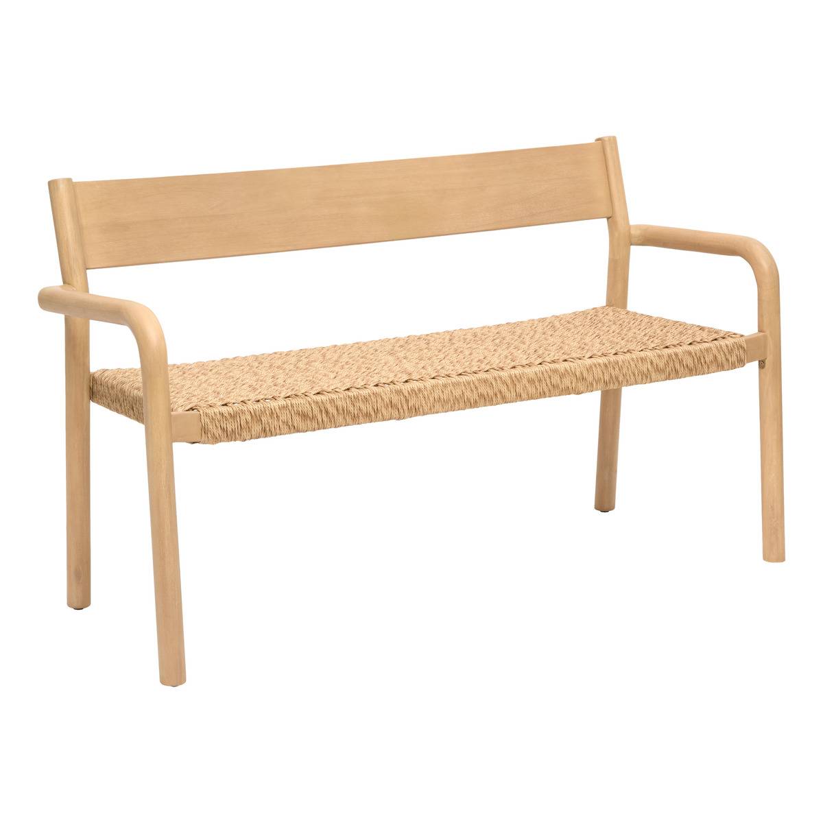 Banc de jardin 3 places en eucalyptus et résine tressée WOOKY beige, HESPERIDE